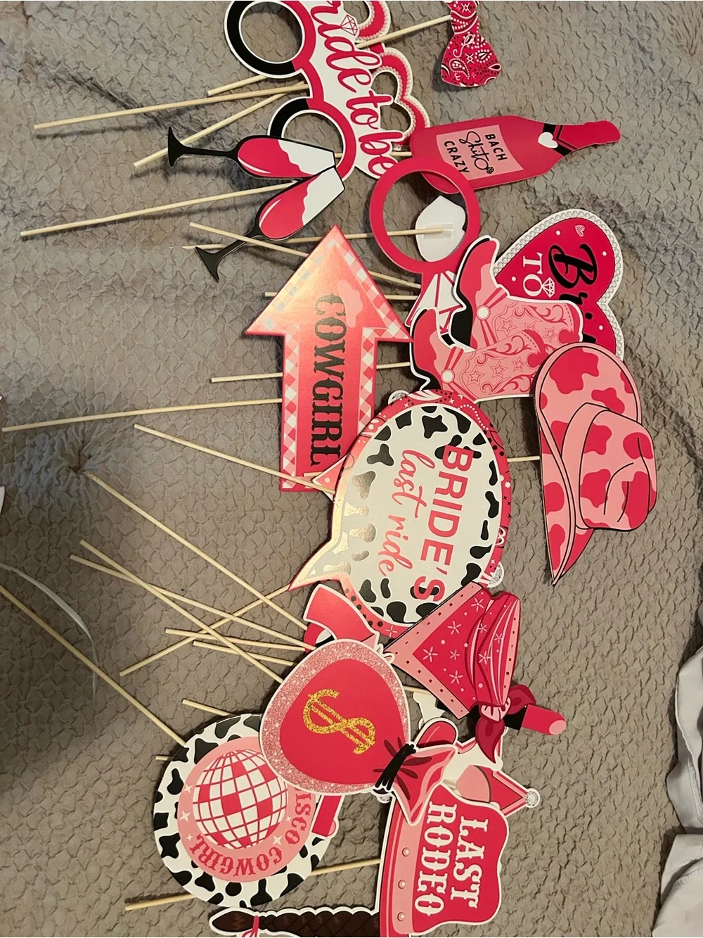 Bachelorette Party Photo Booth Props - Pink Glitter Set